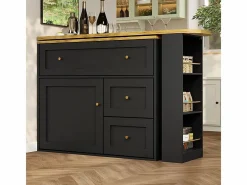 Mueble de bar extensible giratorio - con 2 puertas, 2 cajones y 3 nichos - MDF - 138/204×39×105cm -^DripeX Best