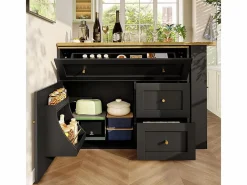 Mueble de bar extensible giratorio - con 2 puertas, 2 cajones y 3 nichos - MDF - 138/204×39×105cm -^DripeX Best