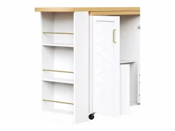ModernLuxe Mueble de bar extensible - pivotante - 228x39x104cm - con 2 puertas y 3 cajones - con estantes laterales - Blanco New