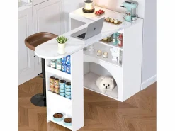 Mueble de bar extensible 120 (+80)×40×100 cm - con espacio de descanso para mascotas - estantes abiertos -^ModernLuxe Outlet