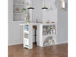 Mueble de bar extensible 120 (+80)×40×100 cm - con espacio de descanso para mascotas - estantes abiertos -^ModernLuxe Outlet