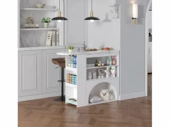 Mueble de bar extensible 120 (+80)×40×100 cm - con espacio de descanso para mascotas - estantes abiertos -^ModernLuxe Outlet