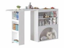 Mueble de bar extensible 120 (+80)×40×100 cm - con espacio de descanso para mascotas - estantes abiertos -^ModernLuxe Outlet