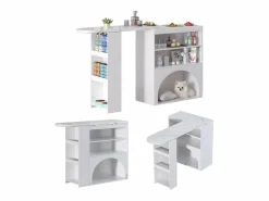 Mueble de bar extensible 120 (+80)×40×100 cm - con espacio de descanso para mascotas - estantes abiertos -^ModernLuxe Outlet
