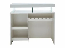 Vente-unique Mueble de bar FABIO - MDF lacado - Leds - 2 huecos Blanco Best