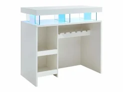 Vente-unique Mueble de bar FABIO - MDF lacado - Leds - 2 huecos Blanco Best