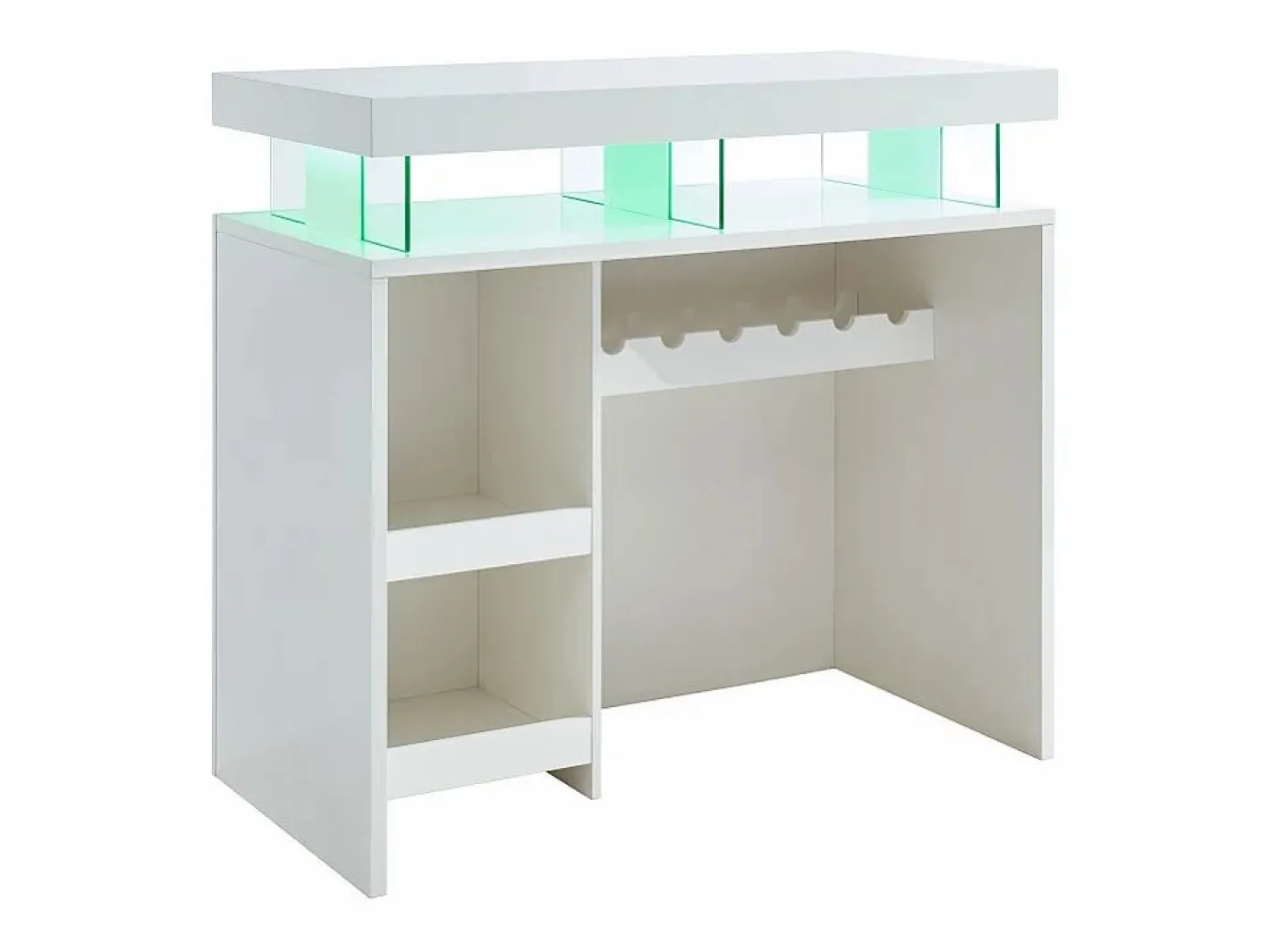 Vente-unique Mueble de bar FABIO - MDF lacado - Leds - 2 huecos Blanco Best