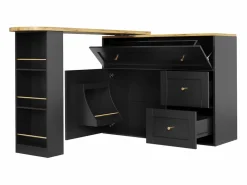 ModernLuxe Mueble Bar|Mueble de bar giratorio moderno 360° - 204×39×105 cm - 2 cajones y 2 puertas - con estantes laterales - mesa extensible -