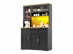 ModernLuxe Aparador De Cocina|Mueble de cocina - 104x40x180 cm - con 4 puertas y 1 cajón - con iluminación LED -