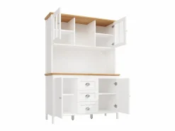 ModernLuxe Aparador De Cocina|Mueble de cocina - 120x40x179 cm - 4 puertas y 3 cajones - con iluminación LED -