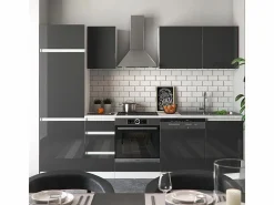 Vicco Mueble de cocina antracita brillo intenso/blanco 270x57.7x81.6 optima Gris antracita Outlet
