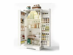 Mueble de Cocina, Aparador Alto de Cocina - 2 Puertas - 60 x 35 x 128,5 - Estantes Regulables - MDF -^Merax New