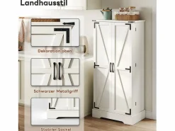 Mueble de Cocina, Aparador Alto de Cocina - 2 Puertas - 60 x 35 x 128,5 - Estantes Regulables - MDF -^Merax New