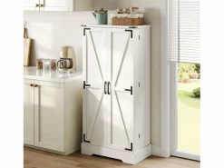 Mueble de Cocina, Aparador Alto de Cocina - 2 Puertas - 60 x 35 x 128,5 - Estantes Regulables - MDF -^Merax New
