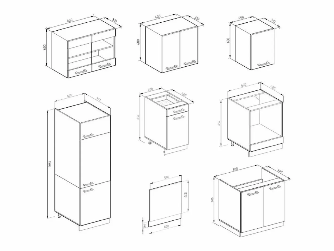 Mueble de cocina blanco brillo intenso/roble dorado 300x60x81.6 r-line^Vicco Online