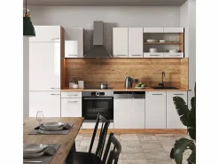 Mueble de cocina blanco brillo intenso/roble dorado 300x60x81.6 r-line^Vicco Online