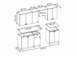 Vicco Cocina Completa|Mueble de cocina 240x60x81.6 bergamo