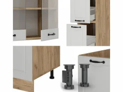 Vicco Mueble de cocina casa de campo blanca/roble dorado 350x46x81.6 r-line Blanco Outlet