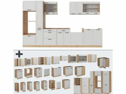 Vicco Mueble de cocina casa de campo blanca/roble dorado 350x46x81.6 r-line Blanco Outlet