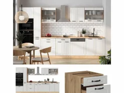Vicco Mueble de cocina casa de campo blanca/roble dorado 350x46x81.6 r-line Blanco Outlet
