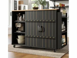 Merax Mueble Camarera|Mueble de cocina con puerta - 110 x 42 x 90 cm - Carrito de cocina con 3 cajones - MDF -