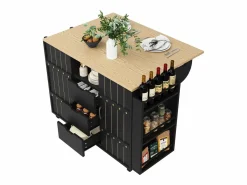 Merax Mueble Camarera|Mueble de cocina con puerta - 110 x 42 x 90 cm - Carrito de cocina con 3 cajones - MDF -