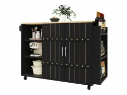 Merax Mueble Camarera|Mueble de cocina con puerta - 110 x 42 x 90 cm - Carrito de cocina con 3 cajones - MDF -
