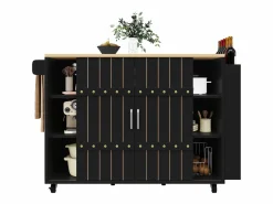 Merax Mueble Camarera|Mueble de cocina con puerta - 110 x 42 x 90 cm - Carrito de cocina con 3 cajones - MDF -