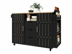 Merax Mueble Camarera|Mueble de cocina con puerta - 110 x 42 x 90 cm - Carrito de cocina con 3 cajones - MDF -