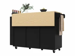 Merax Mueble Camarera|Mueble de cocina con puerta - 110 x 42 x 90 cm - Carrito de cocina con 3 cajones - MDF -