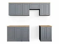 Vicco Mueble de cocina gris noble 240x60x81.6 bergamo Gris claro Hot