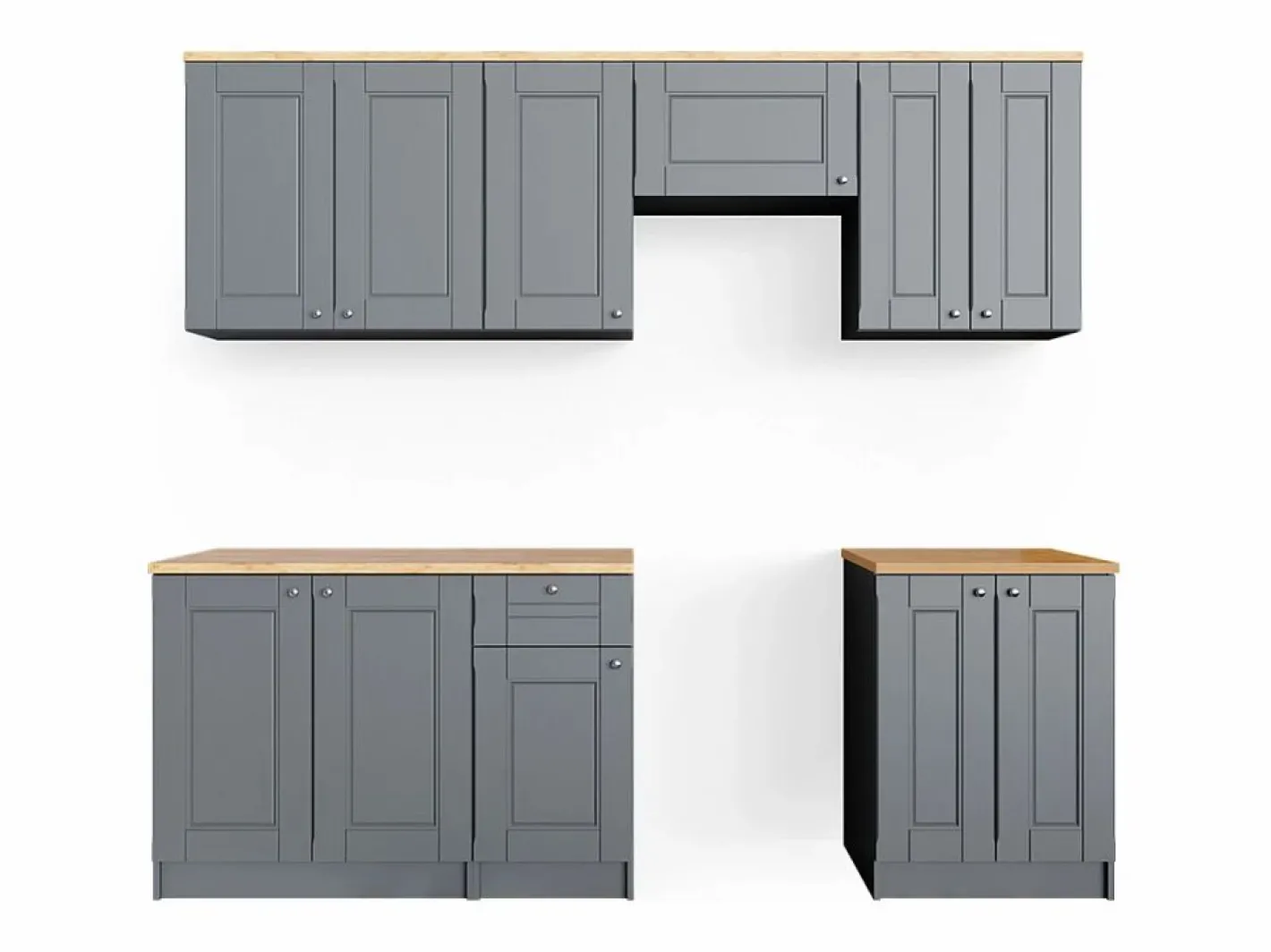Vicco Mueble de cocina gris noble 240x60x81.6 bergamo Gris claro Hot