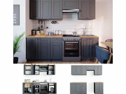 Vicco Mueble de cocina gris noble 240x60x81.6 bergamo Gris claro Hot