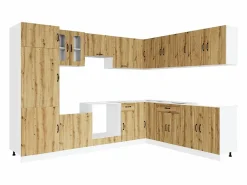 vidaxl Mueble de cocina Kalmar 14 piezas artesanal roble Color natural claro Clearance