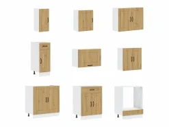 vidaxl Mueble de cocina Kalmar 14 piezas artesanal roble Color natural claro Clearance