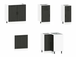 vidaxl Mueble de cocina Kalmar negra 11 piezas madera contrachapada Negro Outlet