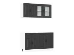 vidaxl Cocina Completa|Mueble de cocina Kalmar negra 4 piezas madera contrachapada