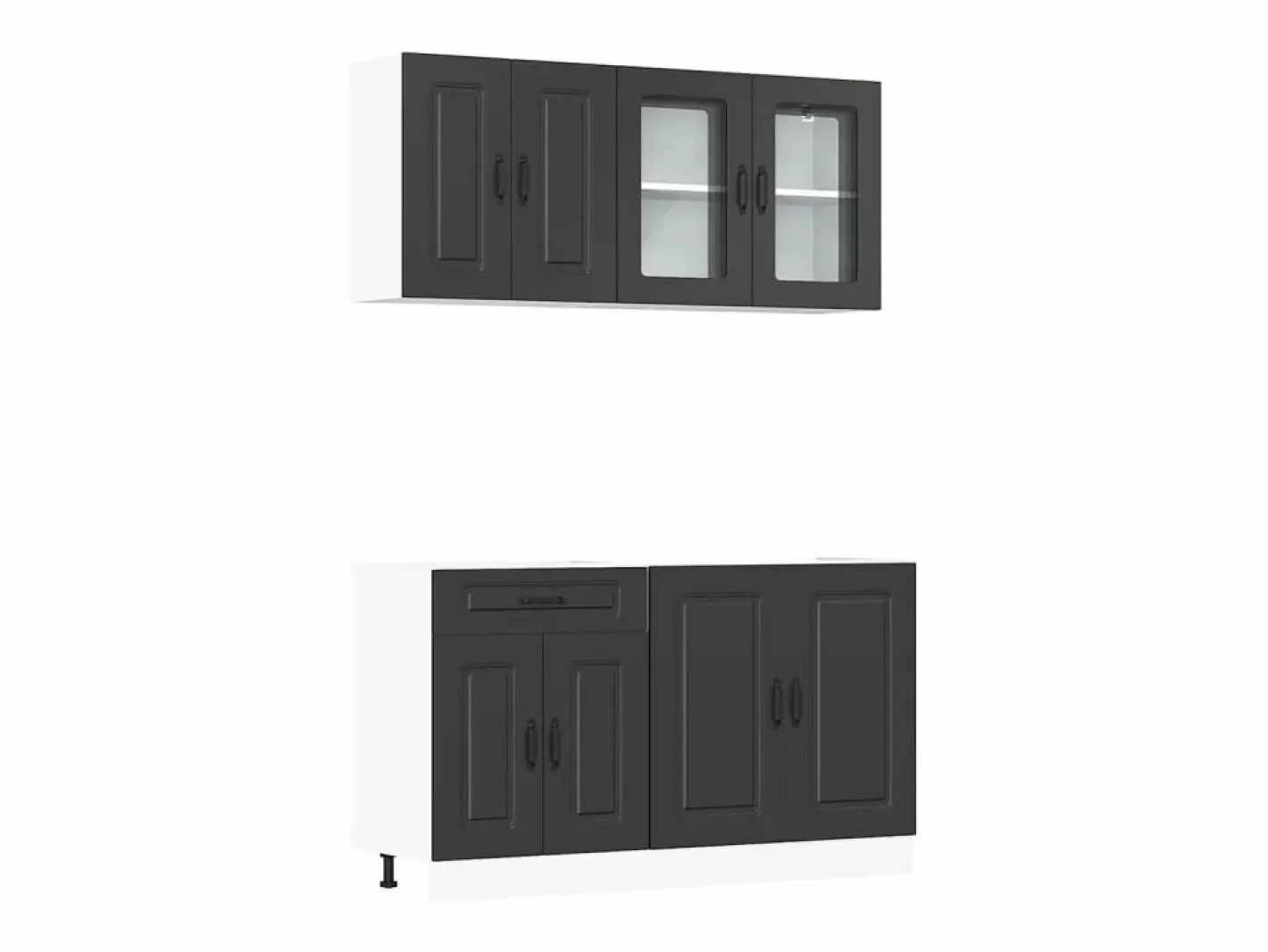vidaxl Cocina Completa|Mueble de cocina Kalmar negra 4 piezas madera contrachapada