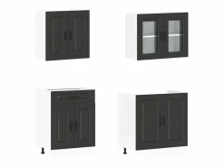 vidaxl Cocina Completa|Mueble de cocina Kalmar negra 4 piezas madera contrachapada