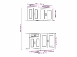 vidaxl Cocina Completa|Mueble de cocina Kalmar negra 4 piezas madera contrachapada