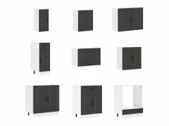 vidaxl Cocina Completa|Mueble de cocina Kalmar negra 14 piezas madera contrachapada