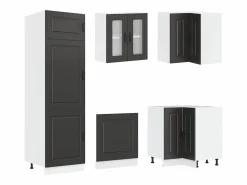 vidaxl Cocina Completa|Mueble de cocina Kalmar negra 14 piezas madera contrachapada