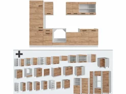Vicco Mueble de cocina oro potencia roble/blanco 300x46x81.6 r-line Color natural oscuro Discount