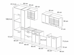 Mueble de cocina oro potencia roble/blanco 350x46x81.6 r-line^Vicco Online