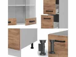 Mueble de cocina oro potencia roble/blanco 350x46x81.6 r-line^Vicco Online