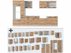 Mueble de cocina oro potencia roble/blanco 350x46x81.6 r-line^Vicco Online