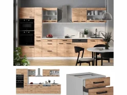 Mueble de cocina oro potencia roble/blanco 350x46x81.6 r-line^Vicco Online