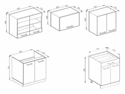 Vicco Cocina Completa|Mueble de cocina oro power roble/antracita 200x60x81.6 r-line