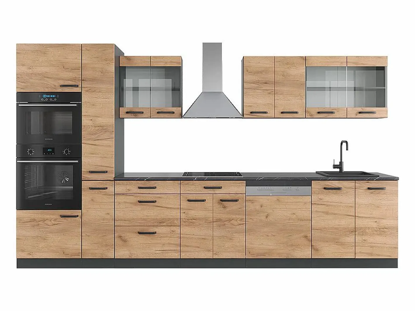 Vicco Mueble de cocina oro power roble/antracita 350x46x81.6 r-line Color natural oscuro Hot