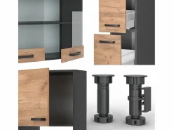 Vicco Mueble de cocina oro power roble/antracita 350x46x81.6 r-line Color natural oscuro Hot